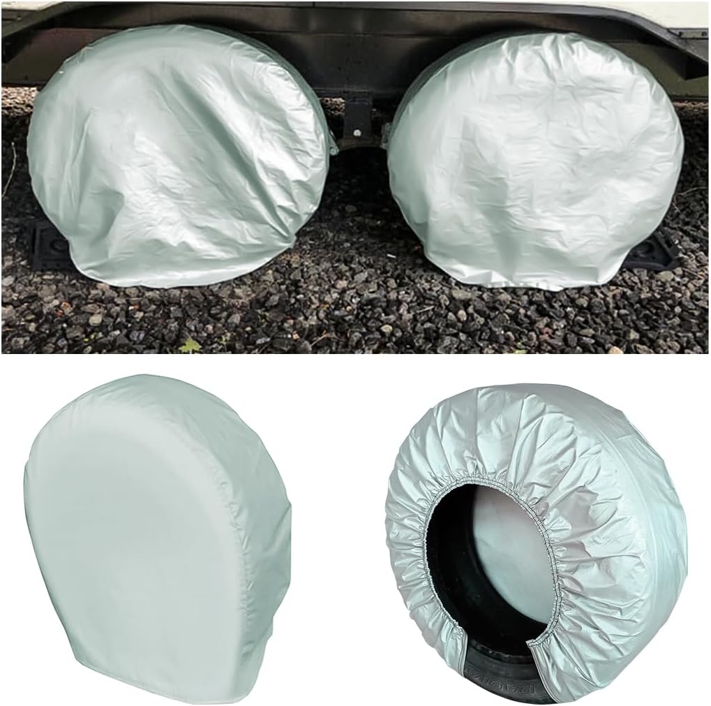 Housse de roue de secours – protection UV, anti-poussière, résistant à l'eau, 4 Pièces, gris